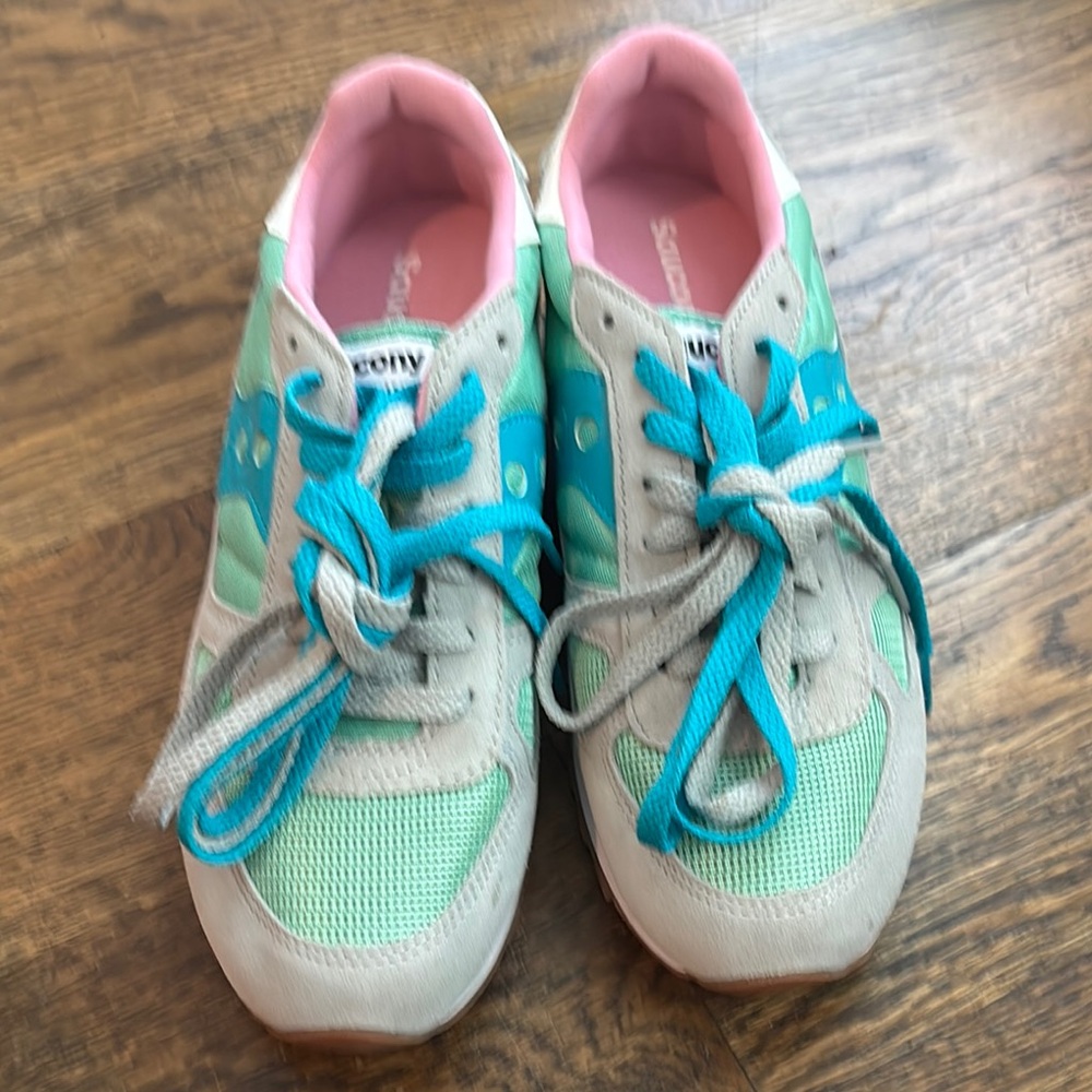 Saucony Vibrant Mint and Pink Sneakers